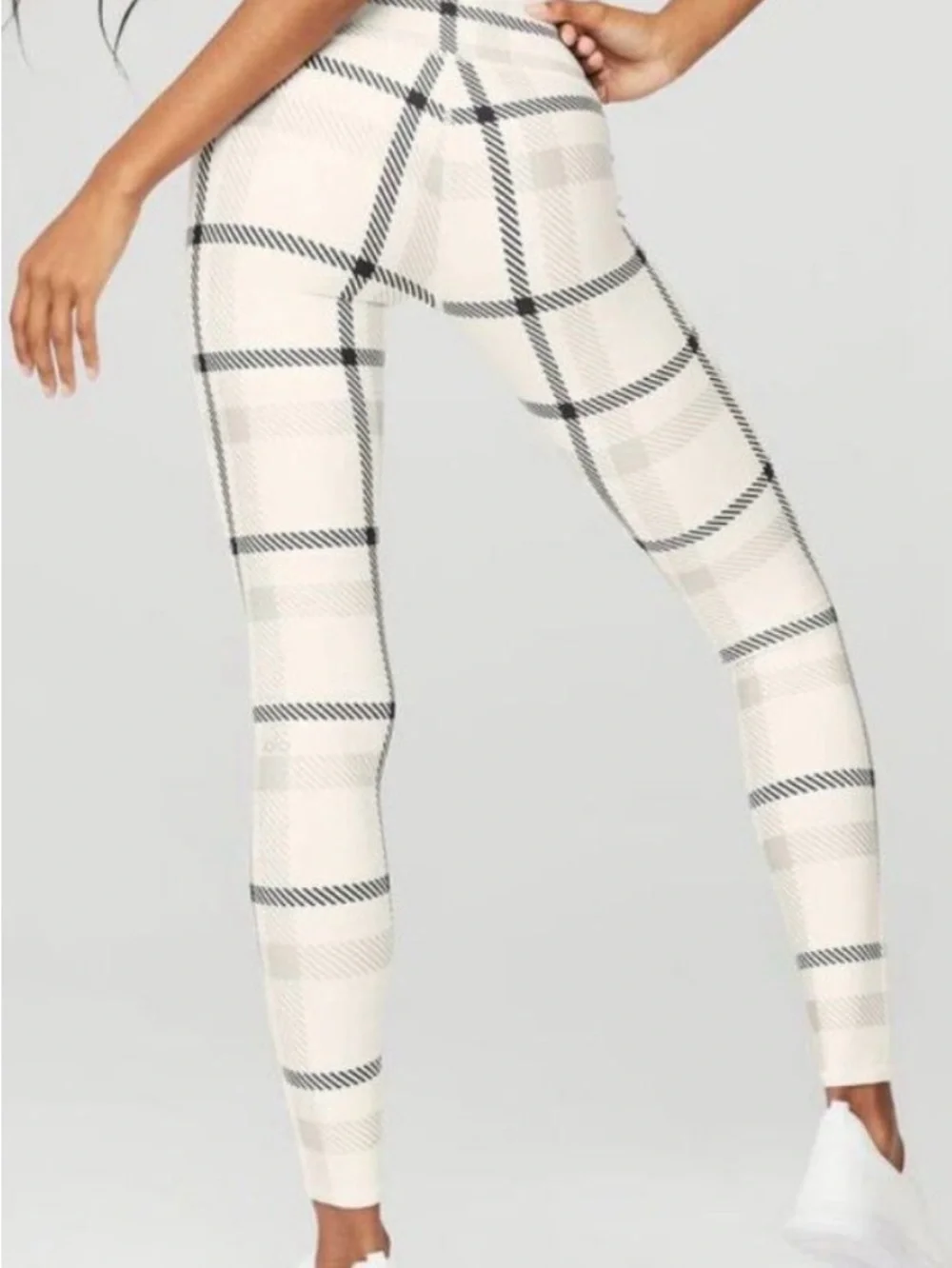 Alo High Waist Airlift Magnified Plaid Legging Ivory Black Tartan Leggings Small